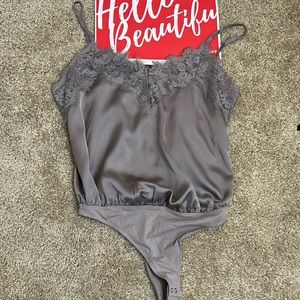NWT-Abercrombie and Fitch-Small Grey Lace Camisole Bodysuit